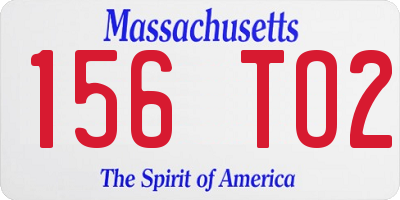 MA license plate 156TO2