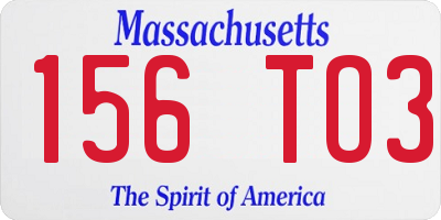 MA license plate 156TO3