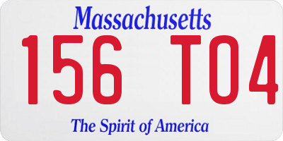 MA license plate 156TO4