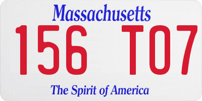 MA license plate 156TO7