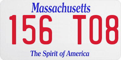 MA license plate 156TO8