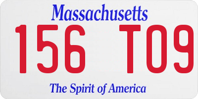 MA license plate 156TO9
