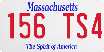 MA license plate 156TS4