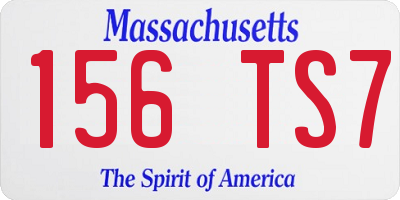 MA license plate 156TS7
