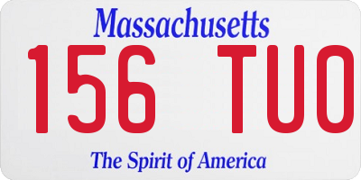 MA license plate 156TU0