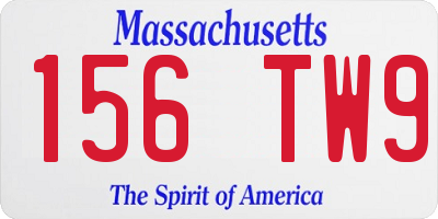 MA license plate 156TW9