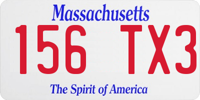 MA license plate 156TX3