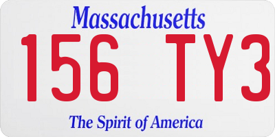 MA license plate 156TY3