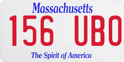 MA license plate 156UB0