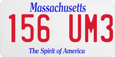 MA license plate 156UM3