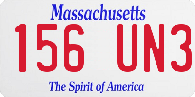 MA license plate 156UN3