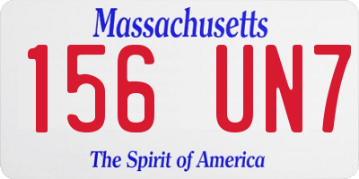 MA license plate 156UN7