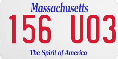 MA license plate 156UO3