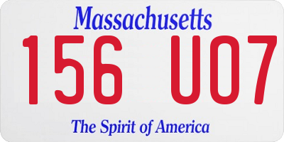 MA license plate 156UO7