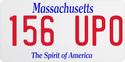 MA license plate 156UP0