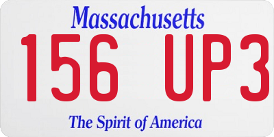 MA license plate 156UP3
