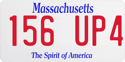 MA license plate 156UP4