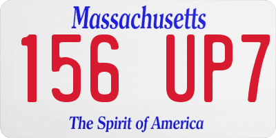 MA license plate 156UP7