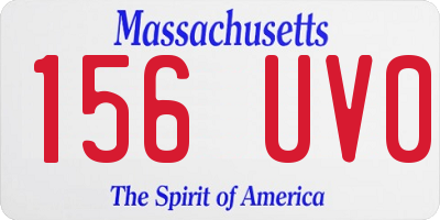 MA license plate 156UV0