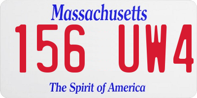 MA license plate 156UW4
