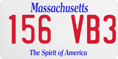 MA license plate 156VB3