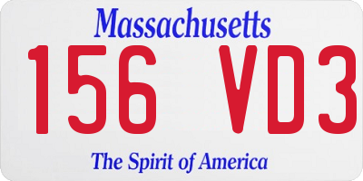 MA license plate 156VD3