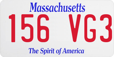 MA license plate 156VG3
