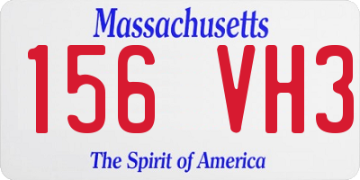 MA license plate 156VH3