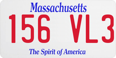 MA license plate 156VL3