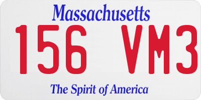 MA license plate 156VM3