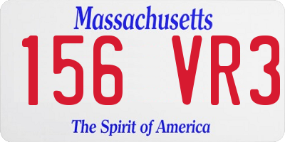 MA license plate 156VR3