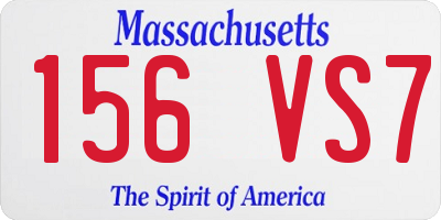 MA license plate 156VS7