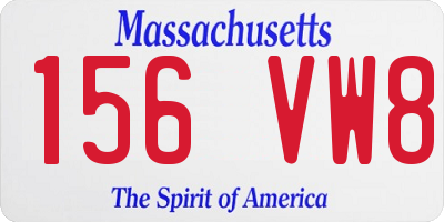 MA license plate 156VW8