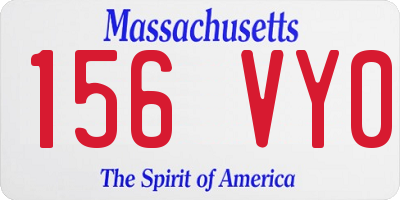MA license plate 156VY0