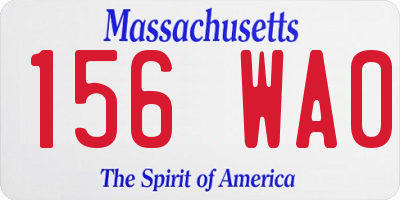 MA license plate 156WA0