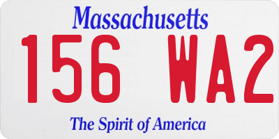 MA license plate 156WA2