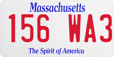 MA license plate 156WA3