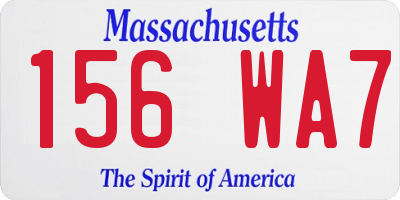 MA license plate 156WA7