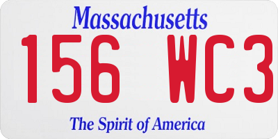MA license plate 156WC3