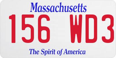 MA license plate 156WD3