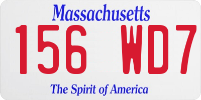 MA license plate 156WD7