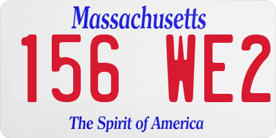 MA license plate 156WE2