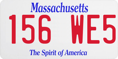MA license plate 156WE5