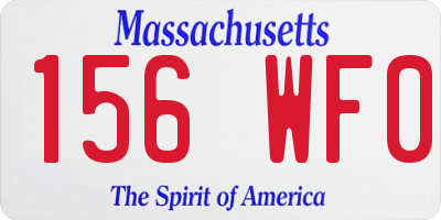 MA license plate 156WF0