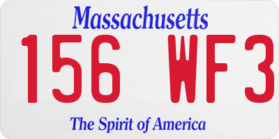 MA license plate 156WF3