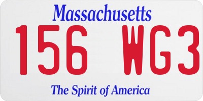 MA license plate 156WG3