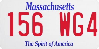 MA license plate 156WG4