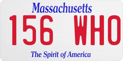 MA license plate 156WH0