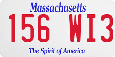 MA license plate 156WI3