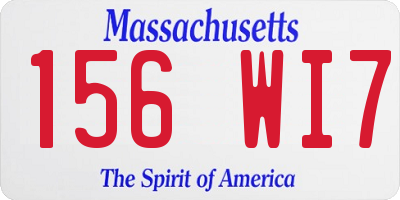 MA license plate 156WI7